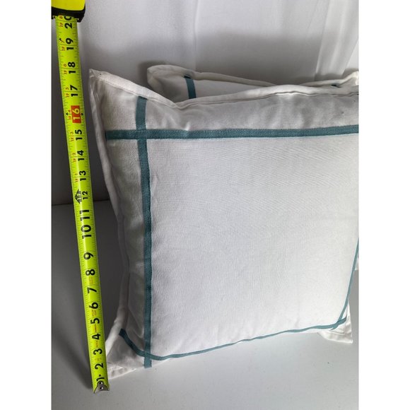 New Ralph Lauren Home Throw Pillows White with Turquoise Stripes Never Used - Picture 12 of 13